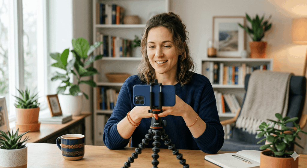 Influencer grabando tiktoks